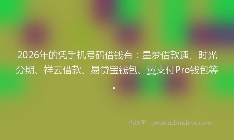 2026年的凭手机号码借钱有：星梦借款通、时光分期、祥云借款、易贷宝钱包、翼支付Pro钱包等。