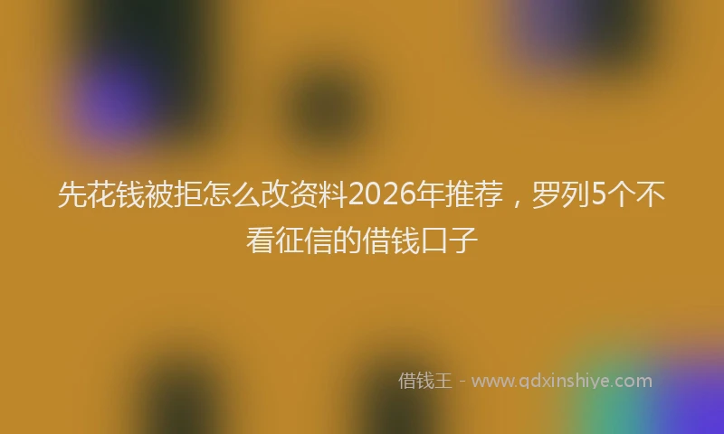 先花钱被拒怎么改资料2026年推荐，罗列5个不看征信的借钱口子