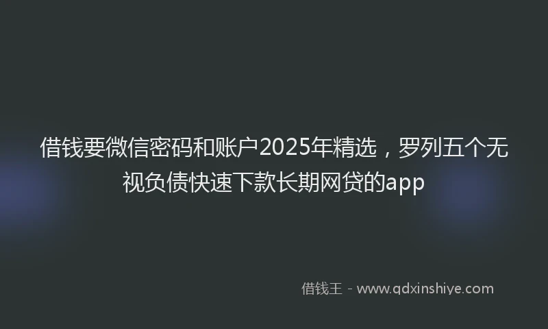 借钱要微信密码和账户2025年精选，罗列五个无视负债快速下款长期网贷的app