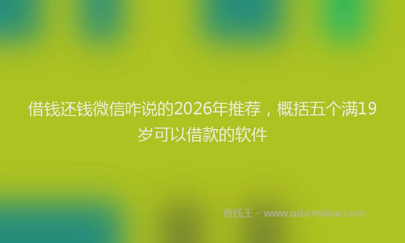 借钱还钱微信咋说的2026年推荐，概括五个满19岁可以借款的软件