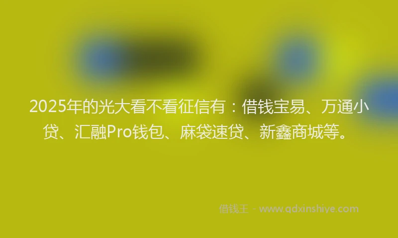 2025年的光大看不看征信有：借钱宝易、万通小贷、汇融Pro钱包、麻袋速贷、新鑫商城等。