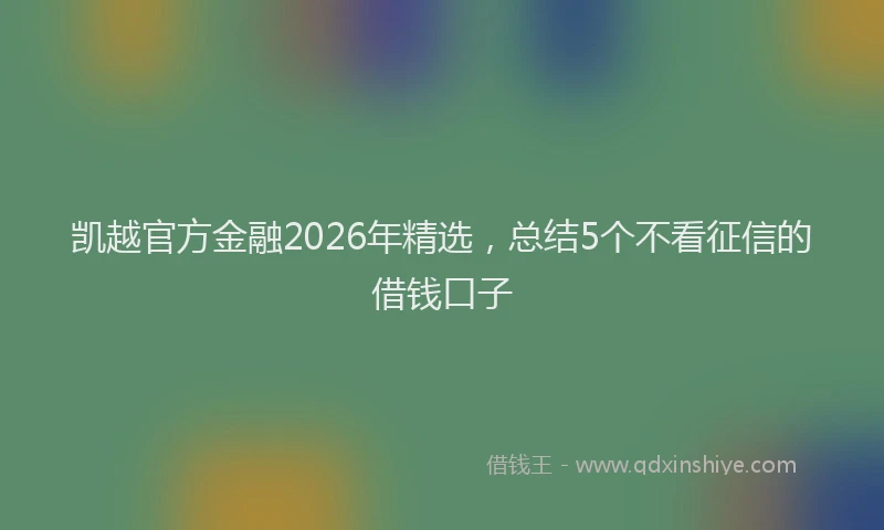 凯越官方金融2026年精选，总结5个不看征信的借钱口子