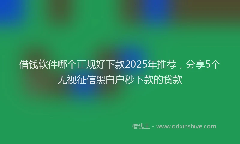 借钱软件哪个正规好下款2025年推荐，分享5个无视征信黑白户秒下款的贷款
