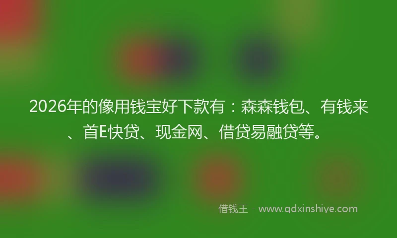 2026年的像用钱宝好下款有:森森钱包、有钱来、首E快贷、现金网、借贷易融贷等。