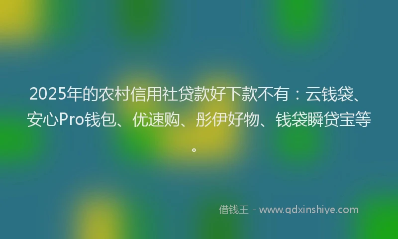 2025年的农村信用社贷款好下款不有：云钱袋、安心Pro钱包、优速购、彤伊好物、钱袋瞬贷宝等。