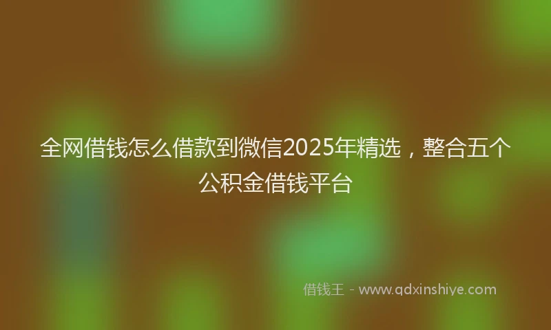 全网借钱怎么借款到微信2025年精选，整合五个公积金借钱平台
