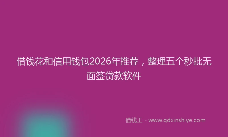 借钱花和信用钱包2026年推荐，整理五个秒批无面签贷款软件