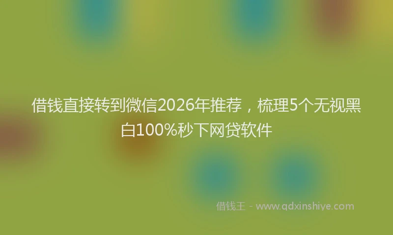 借钱直接转到微信2026年推荐，梳理5个无视黑白100%秒下网贷软件