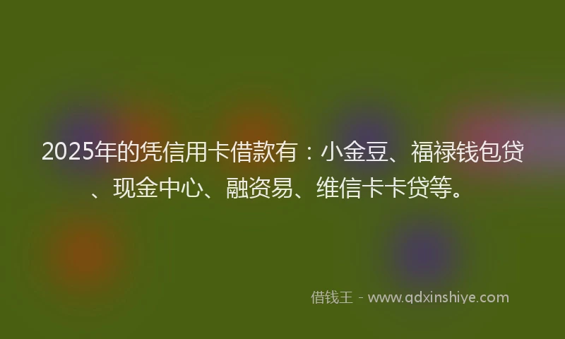 2025年的凭信用卡借款有:小金豆、福禄钱包贷、现金中心、融资易、维信卡卡贷等。
