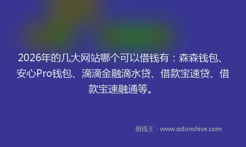 2026年的几大网站哪个可以借钱有：森森钱包、安心Pro钱包、滴滴金融滴水贷、借款宝速贷、借款宝速融通等。