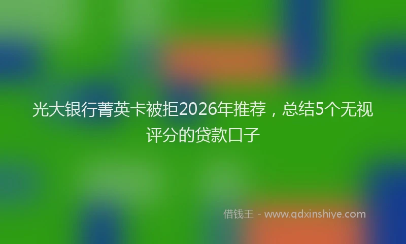 光大银行菁英卡被拒2026年推荐，总结5个无视评分的贷款口子