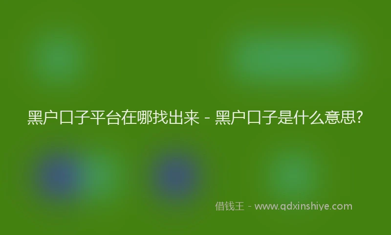 黑户口子平台在哪找出来 - 黑户口子是什么意思?