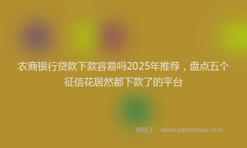 农商银行贷款下款容易吗2025年推荐，盘点五个征信花居然都下款了的平台
