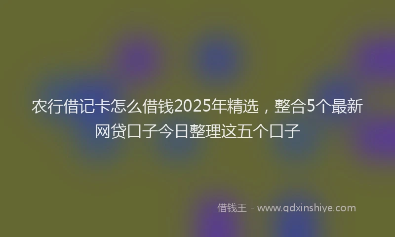 农行借记卡怎么借钱2025年精选，整合5个最新网贷口子今日整理这五个口子