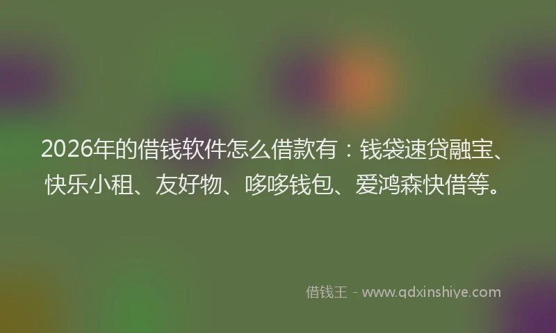 2026年的借钱软件怎么借款有：钱袋速贷融宝、快乐小租、友好物、哆哆钱包、爱鸿森快借等。