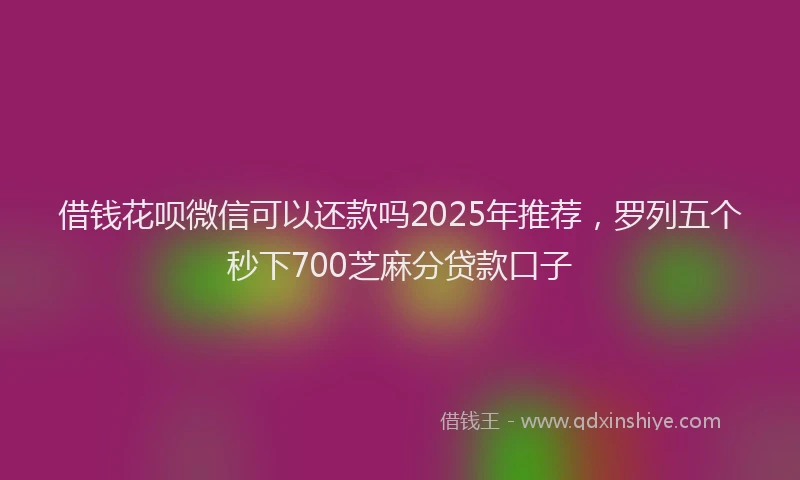 借钱花呗微信可以还款吗2025年推荐，罗列五个秒下700芝麻分贷款口子
