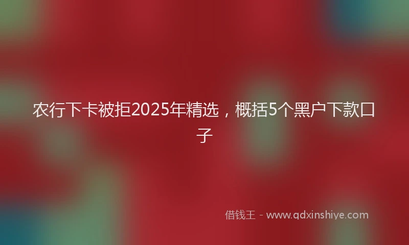 农行下卡被拒2025年精选，概括5个黑户下款口子