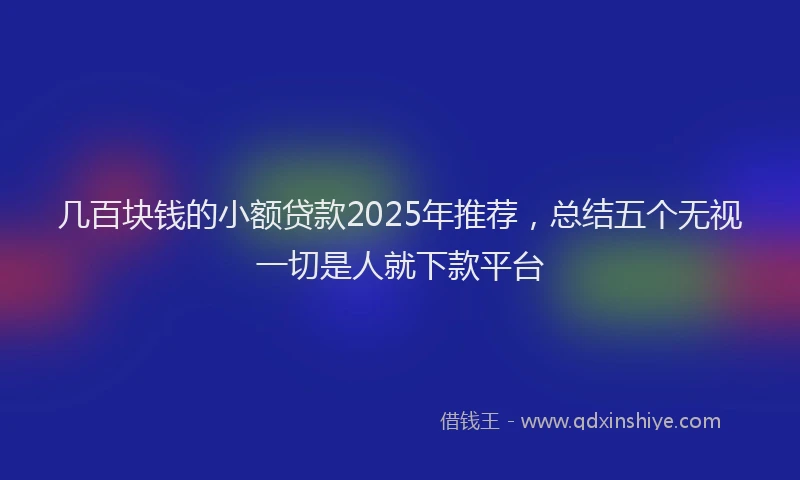 几百块钱的小额贷款2025年推荐,总结五个无视一切是人就下款平台