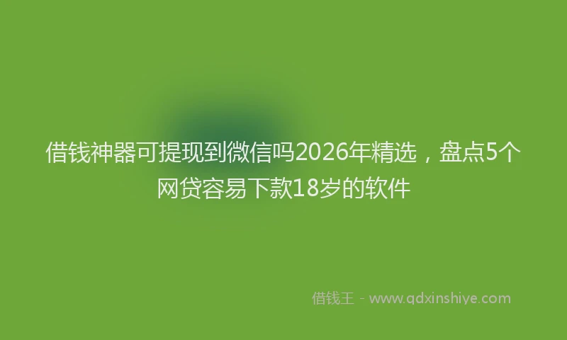 借钱神器可提现到微信吗2026年精选，盘点5个网贷容易下款18岁的软件