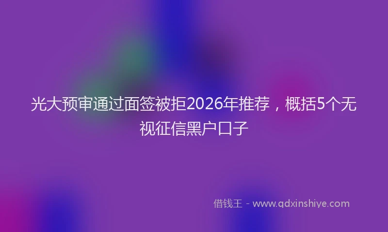 光大预审通过面签被拒2026年推荐，概括5个无视征信黑户口子