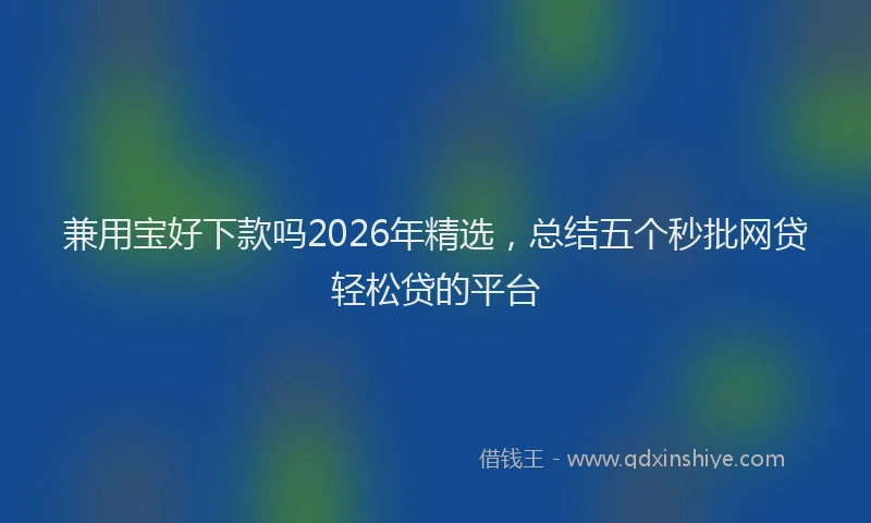 兼用宝好下款吗2026年精选，总结五个秒批网贷轻松贷的平台
