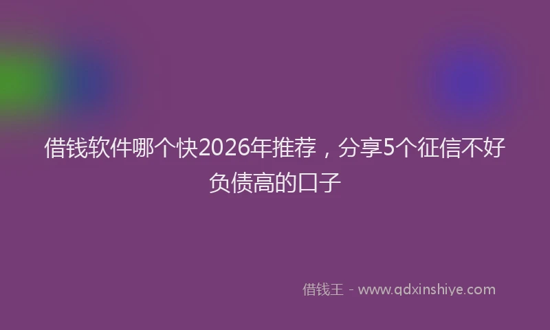 借钱软件哪个快2026年推荐，分享5个征信不好负债高的口子