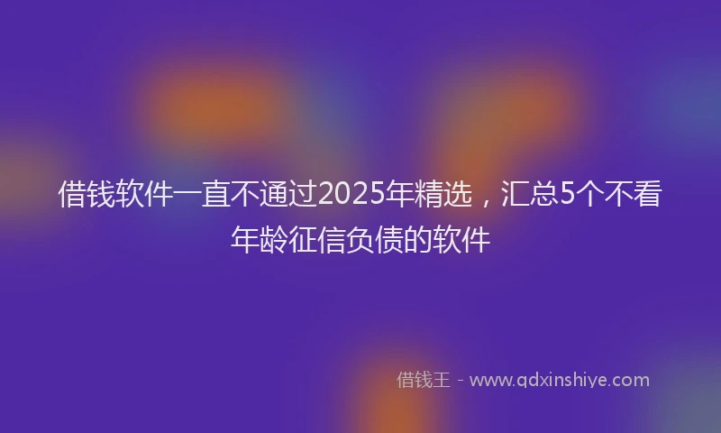 借钱软件一直不通过2025年精选，汇总5个不看年龄征信负债的软件