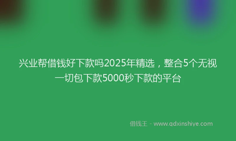 兴业帮借钱好下款吗2025年精选，整合5个无视一切包下款5000秒下款的平台