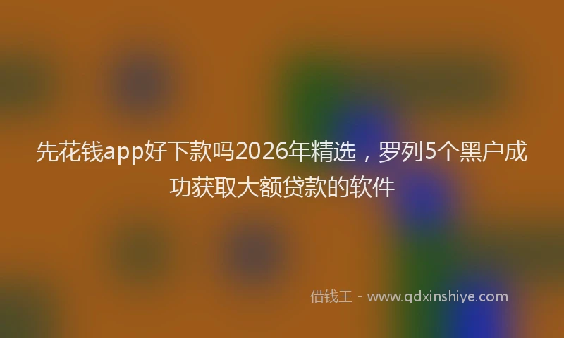 先花钱app好下款吗2026年精选，罗列5个黑户成功获取大额贷款的软件