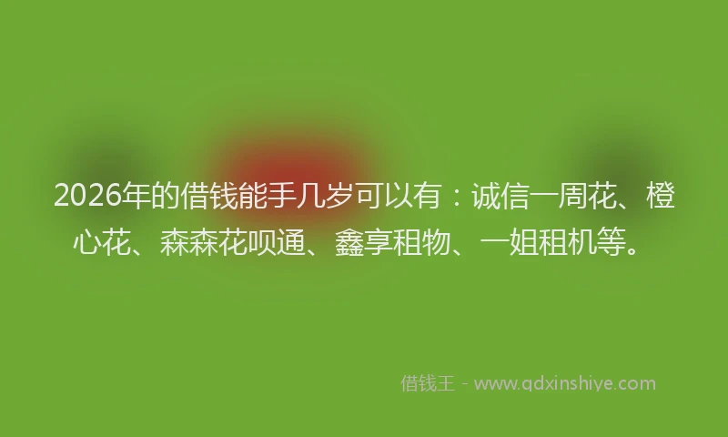 2026年的借钱能手几岁可以有：诚信一周花、橙心花、森森花呗通、鑫享租物、一姐租机等。