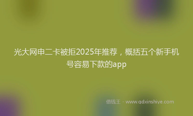 光大网申二卡被拒2025年推荐，概括五个新手机号容易下款的app