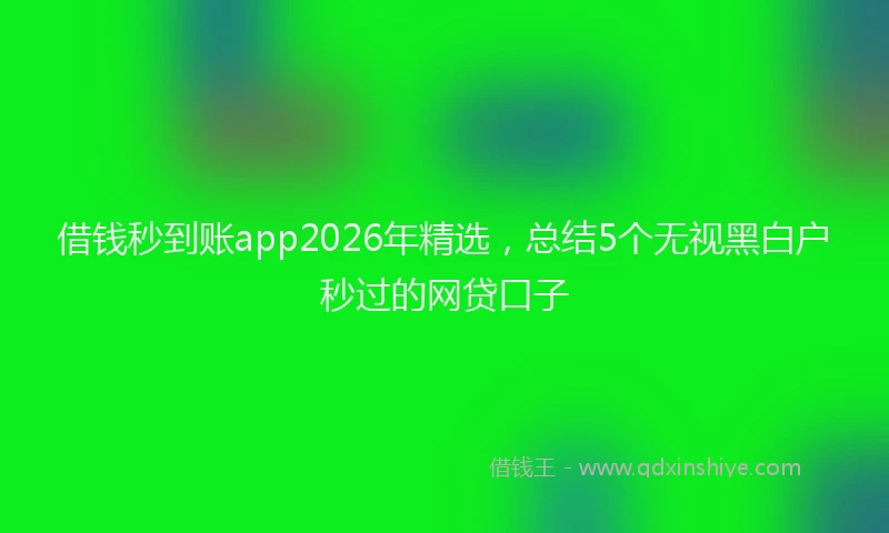 借钱秒到账app2026年精选，总结5个无视黑白户秒过的网贷口子