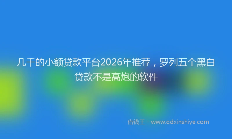 几千的小额贷款平台2026年推荐,罗列五个黑白贷款不是高炮的软件