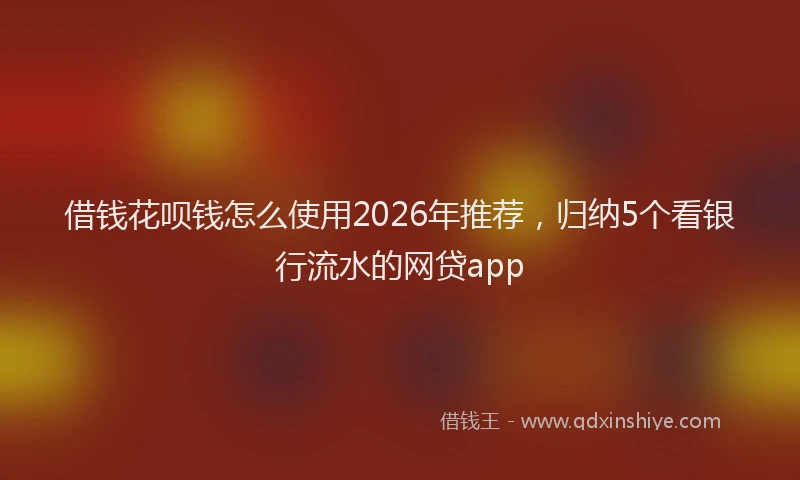 借钱花呗钱怎么使用2026年推荐，归纳5个看银行流水的网贷app