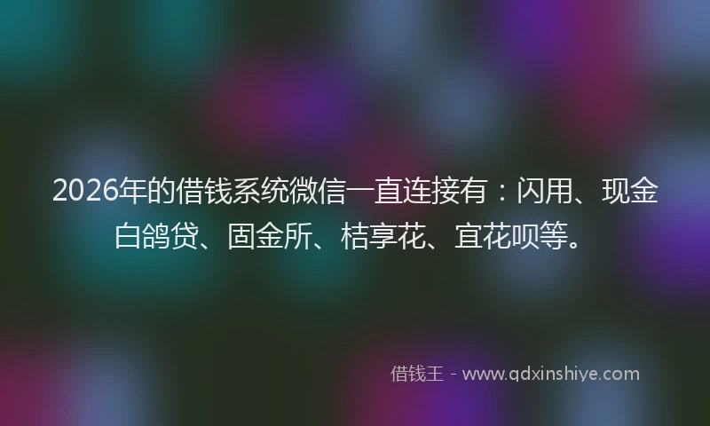 2026年的借钱系统微信一直连接有：闪用、现金白鸽贷、固金所、桔享花、宜花呗等。