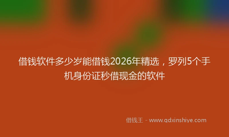 借钱软件多少岁能借钱2026年精选，罗列5个手机身份证秒借现金的软件