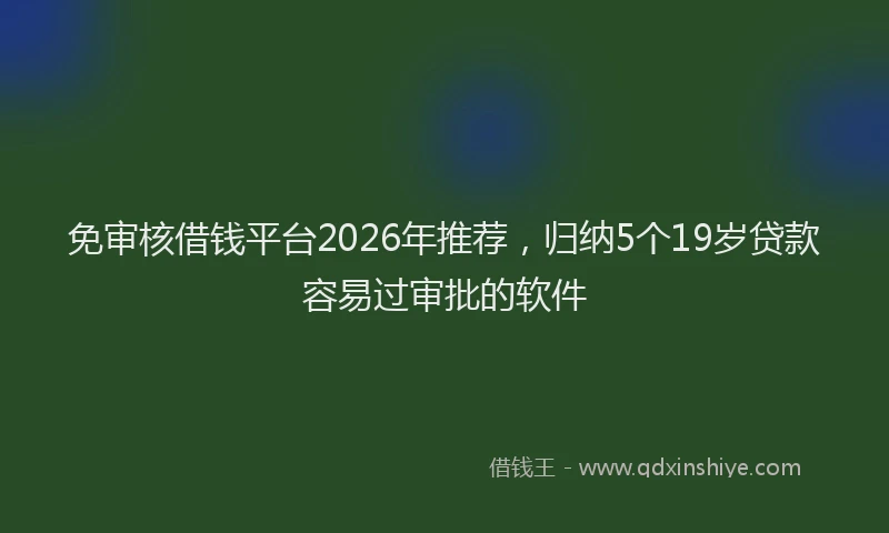 免审核借钱平台2026年推荐，归纳5个19岁贷款容易过审批的软件