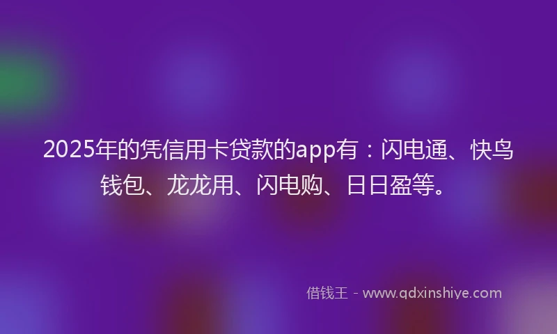 2025年的凭信用卡贷款的app有：闪电通、快鸟钱包、龙龙用、闪电购、日日盈等。