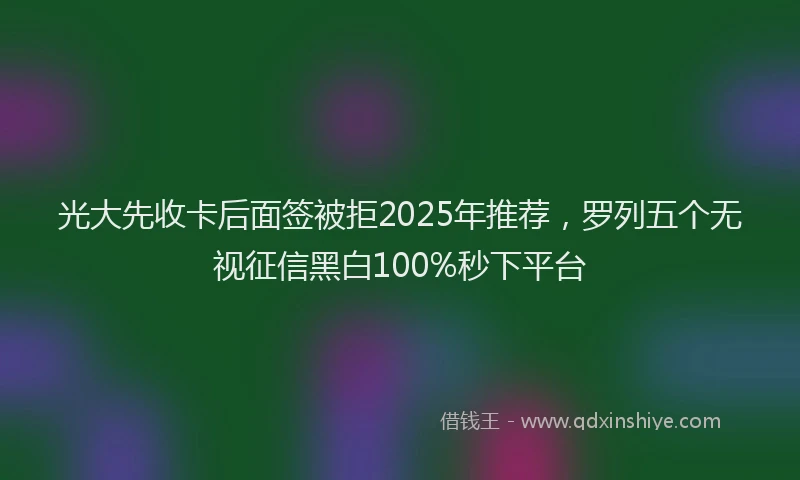 光大先收卡后面签被拒2025年推荐，罗列五个无视征信黑白100%秒下平台