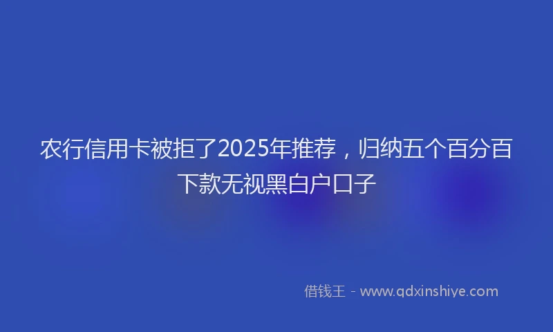 农行信用卡被拒了2025年推荐,归纳五个百分百下款无视黑白户口子