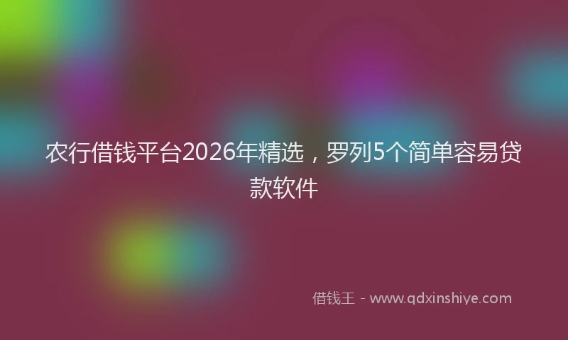 农行借钱平台2026年精选，罗列5个简单容易贷款软件