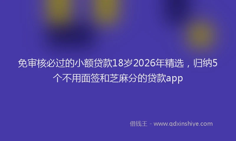 免审核必过的小额贷款18岁2026年精选，归纳5个不用面签和芝麻分的贷款app