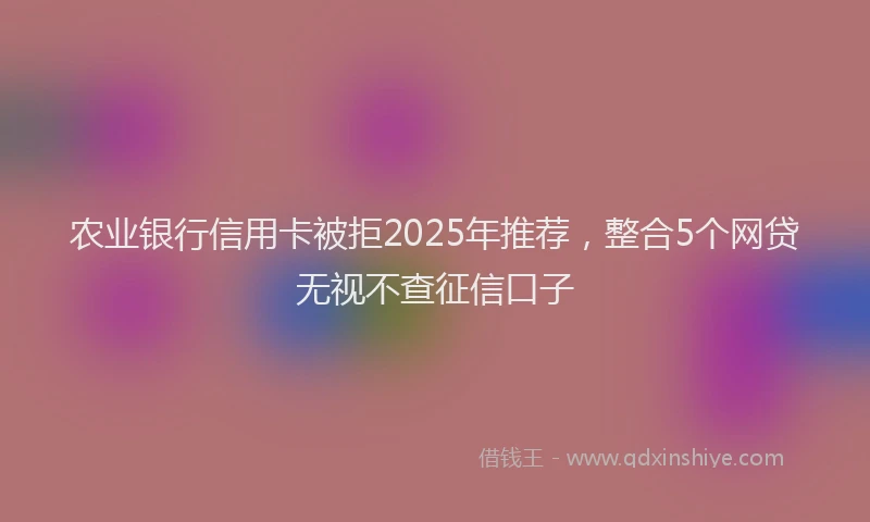 农业银行信用卡被拒2025年推荐，整合5个网贷无视不查征信口子