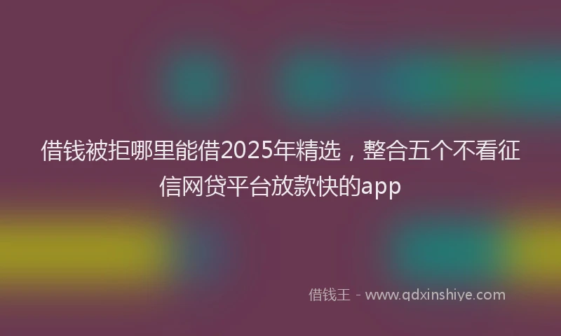 借钱被拒哪里能借2025年精选，整合五个不看征信网贷平台放款快的app