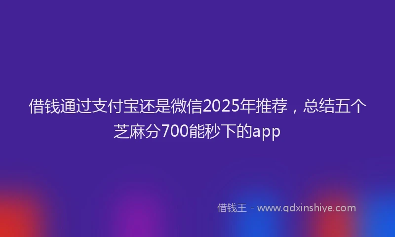 借钱通过支付宝还是微信2025年推荐，总结五个芝麻分700能秒下的app