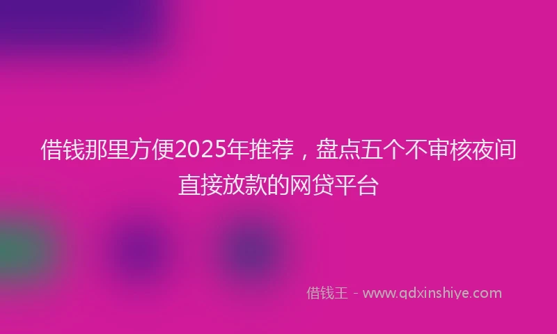借钱那里方便2025年推荐，盘点五个不审核夜间直接放款的网贷平台