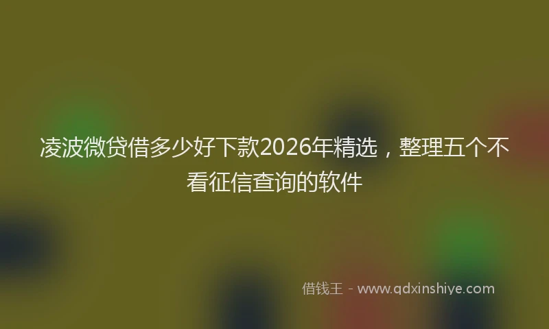 凌波微贷借多少好下款2026年精选，整理五个不看征信查询的软件