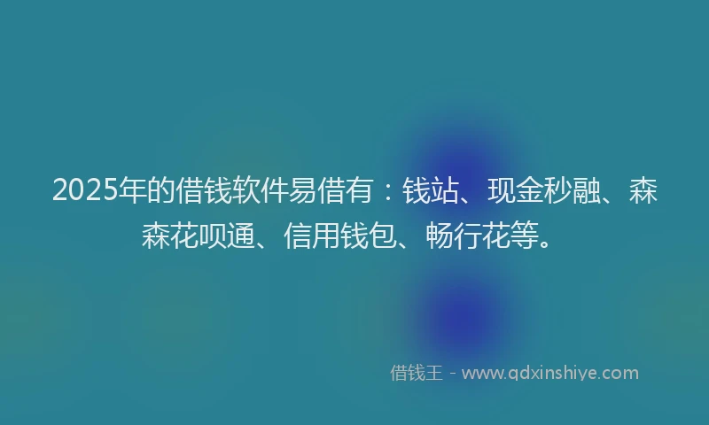 2025年的借钱软件易借有:钱站、现金秒融、森森花呗通、信用钱包、畅行花等。