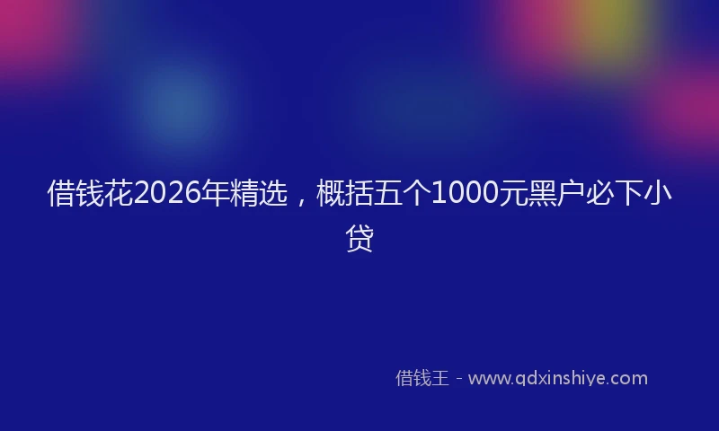 借钱花2026年精选，概括五个1000元黑户必下小贷
