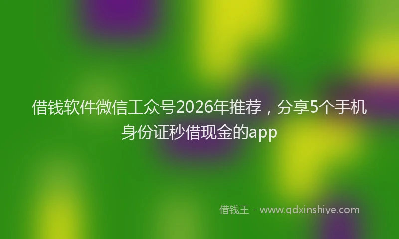 借钱软件微信工众号2026年推荐，分享5个手机身份证秒借现金的app